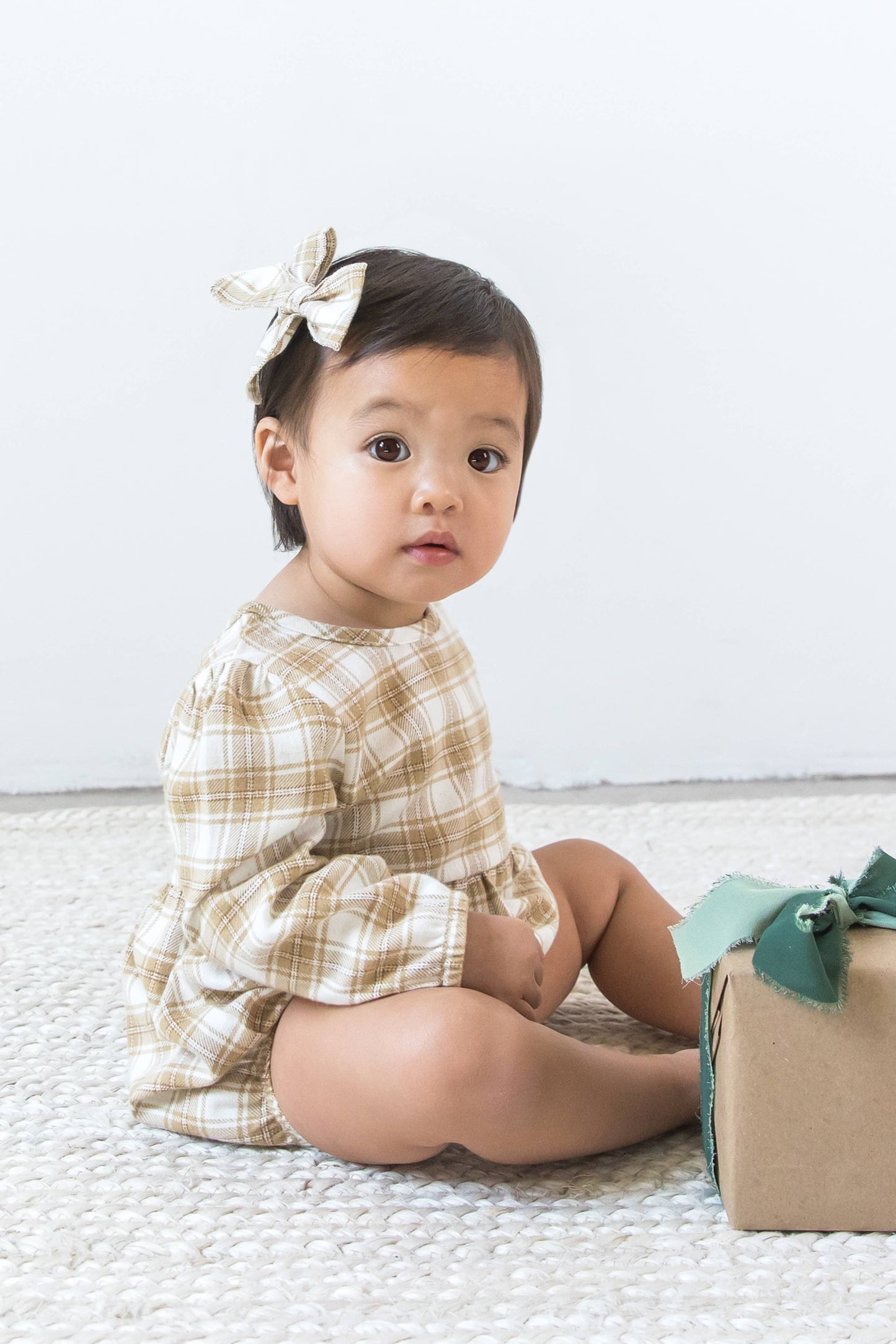 Colored Organics - Organic Baby Bristol Flannel Bubble Romper - Latte Plaid