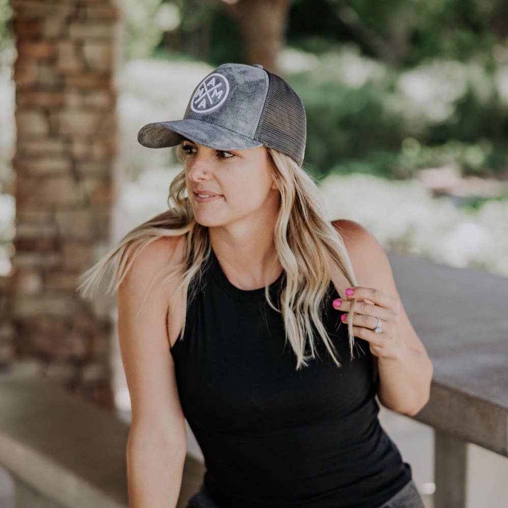 The Mama X™ Brand - Mama X™ Trucker Hat - Gray Suede