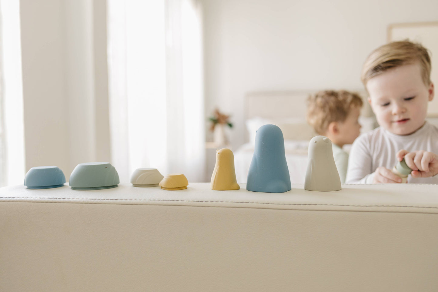 Marlowe & Co - Sea Blue Multi Mix Silicone Nesting Penguin Set of 4