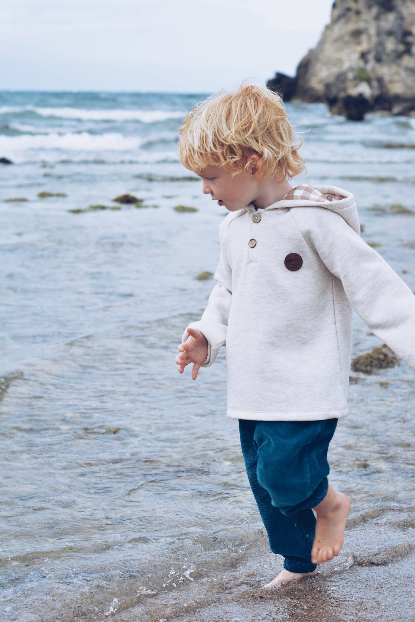 Eli & Nev - Baby / Kids Raglan Sleeve Beige Hoodie Printed Hood OEKO-TEX