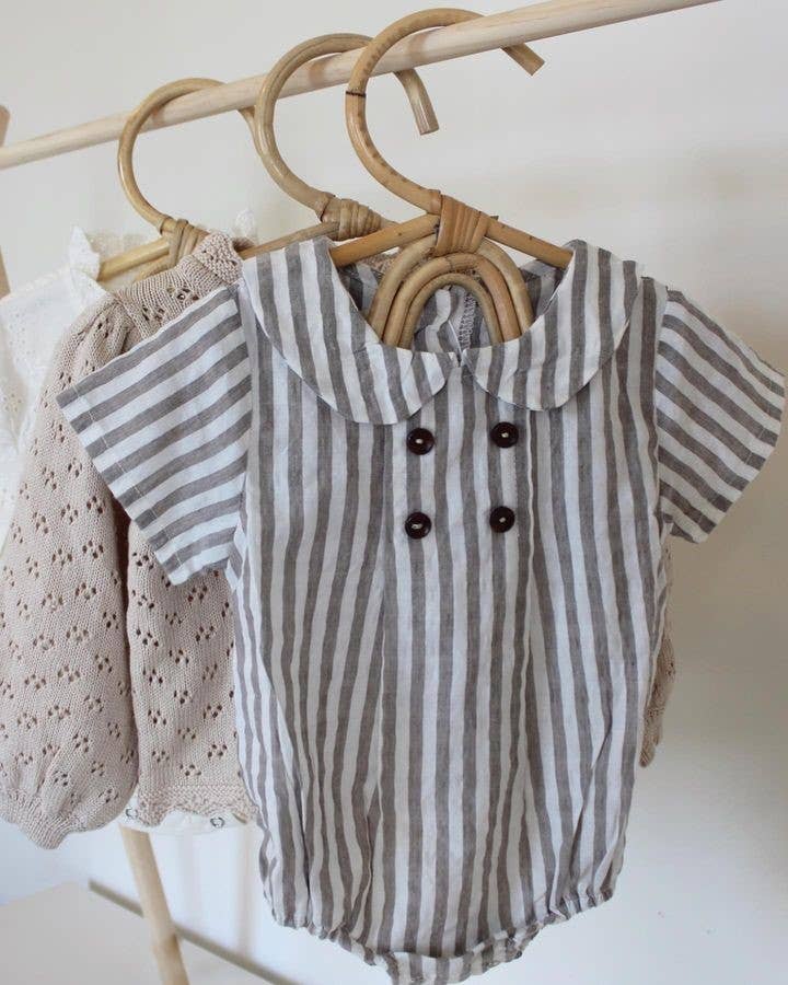 Annie & Charles - Annie & Charles® Organic Cotton PIM Bloomer: light grey striped