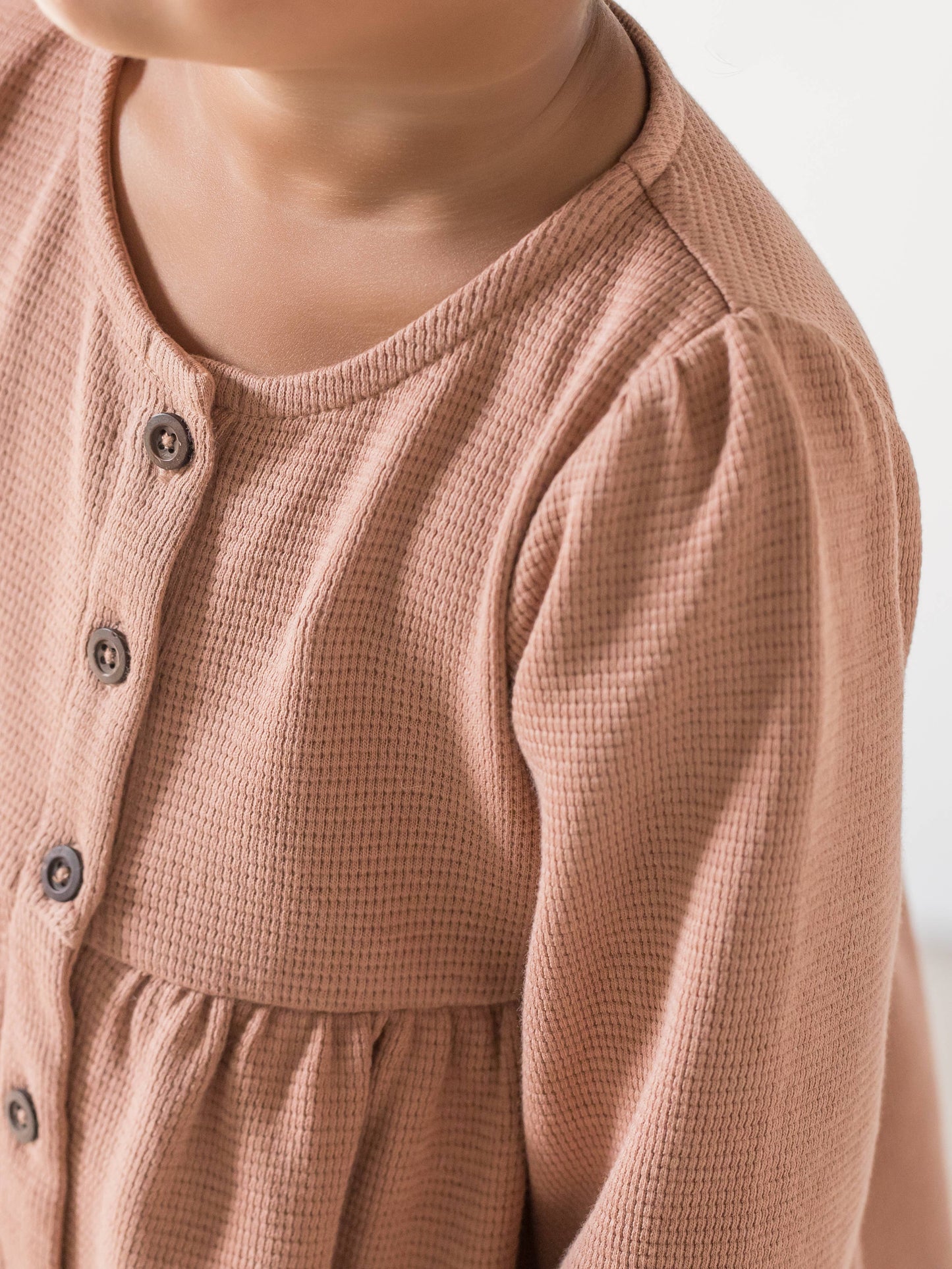 Colored Organics - Organic Baby and Kids Elsie Waffle Button Down Dress - Cider