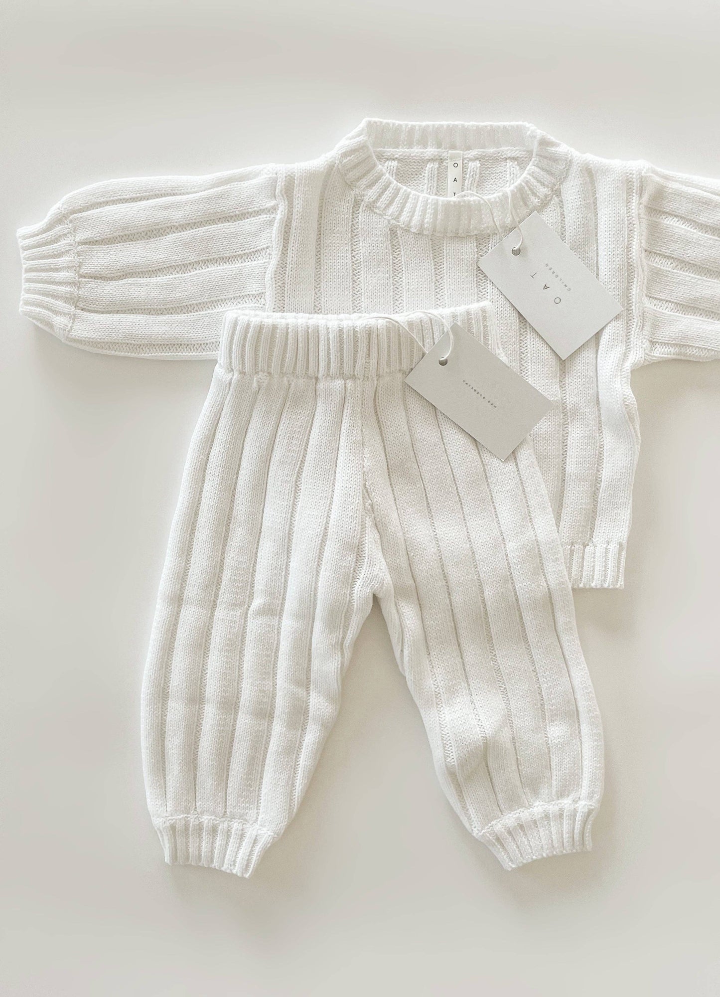 Oat Children - Children’s Wide Ribbed Knit Sweater ‘Dove’