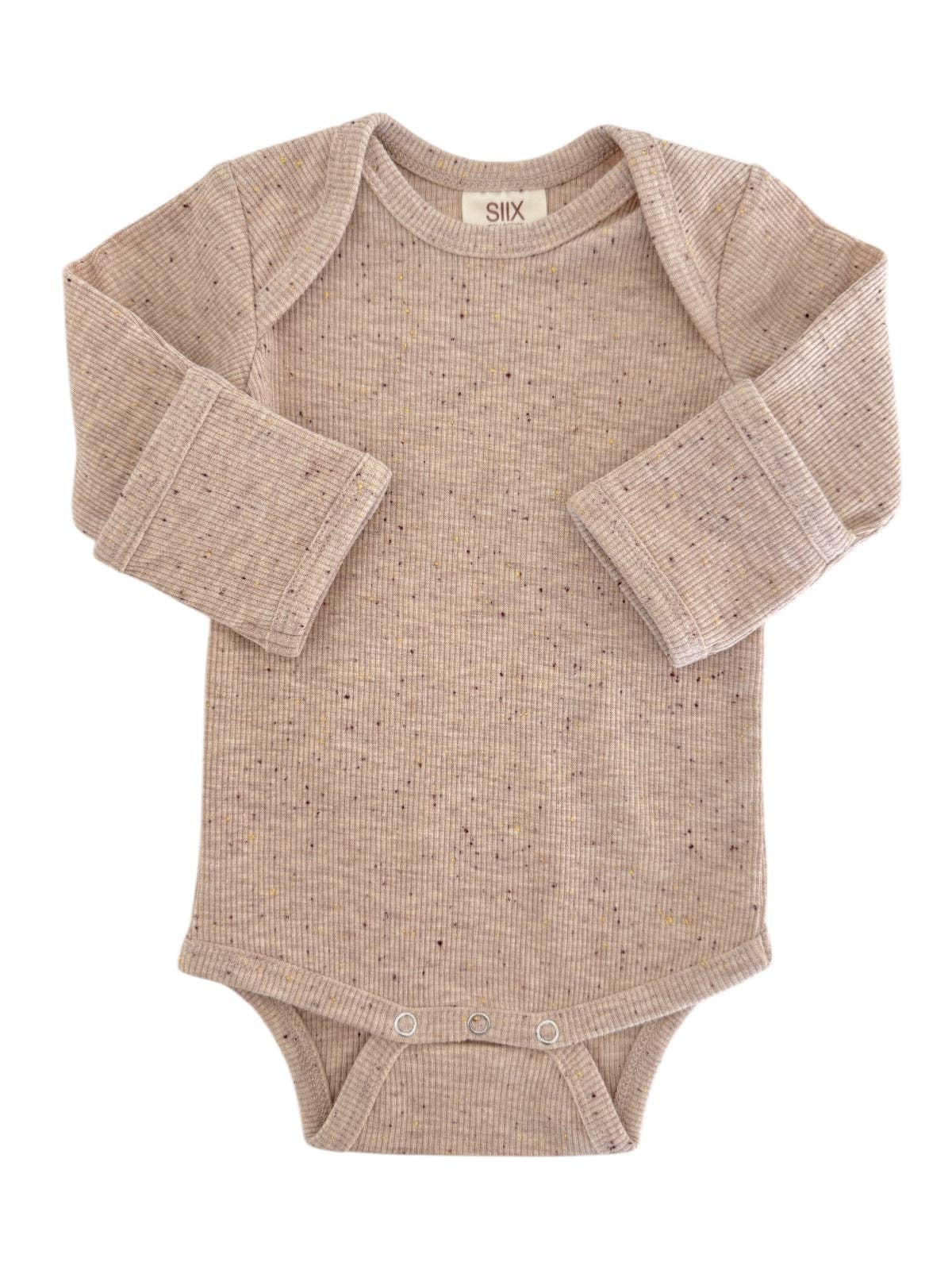SIIX Collection - Tan Speckle / Long Sleeve Bodysuit