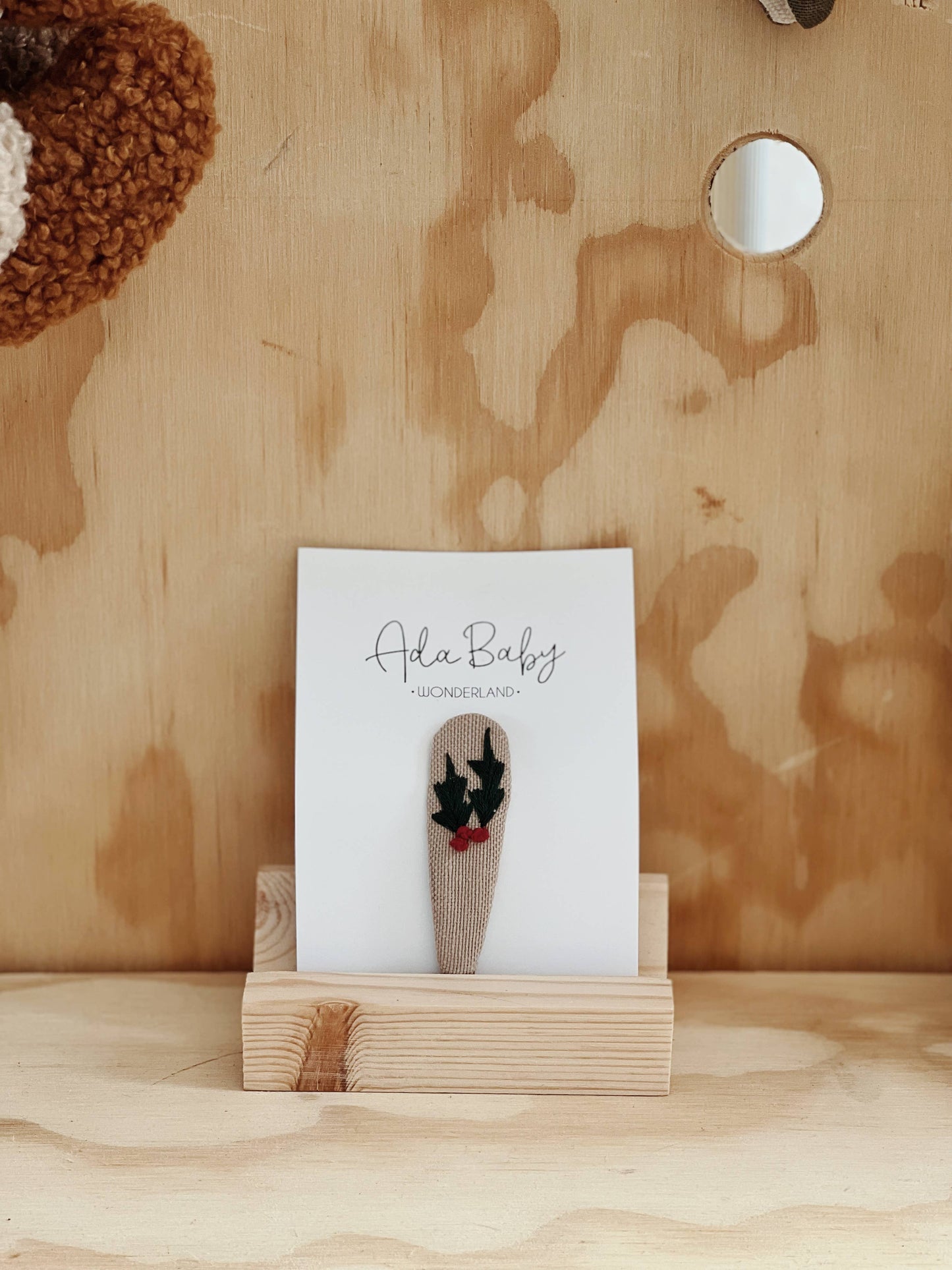 Embroidered Baby Hair Clips: Gingerbread Man