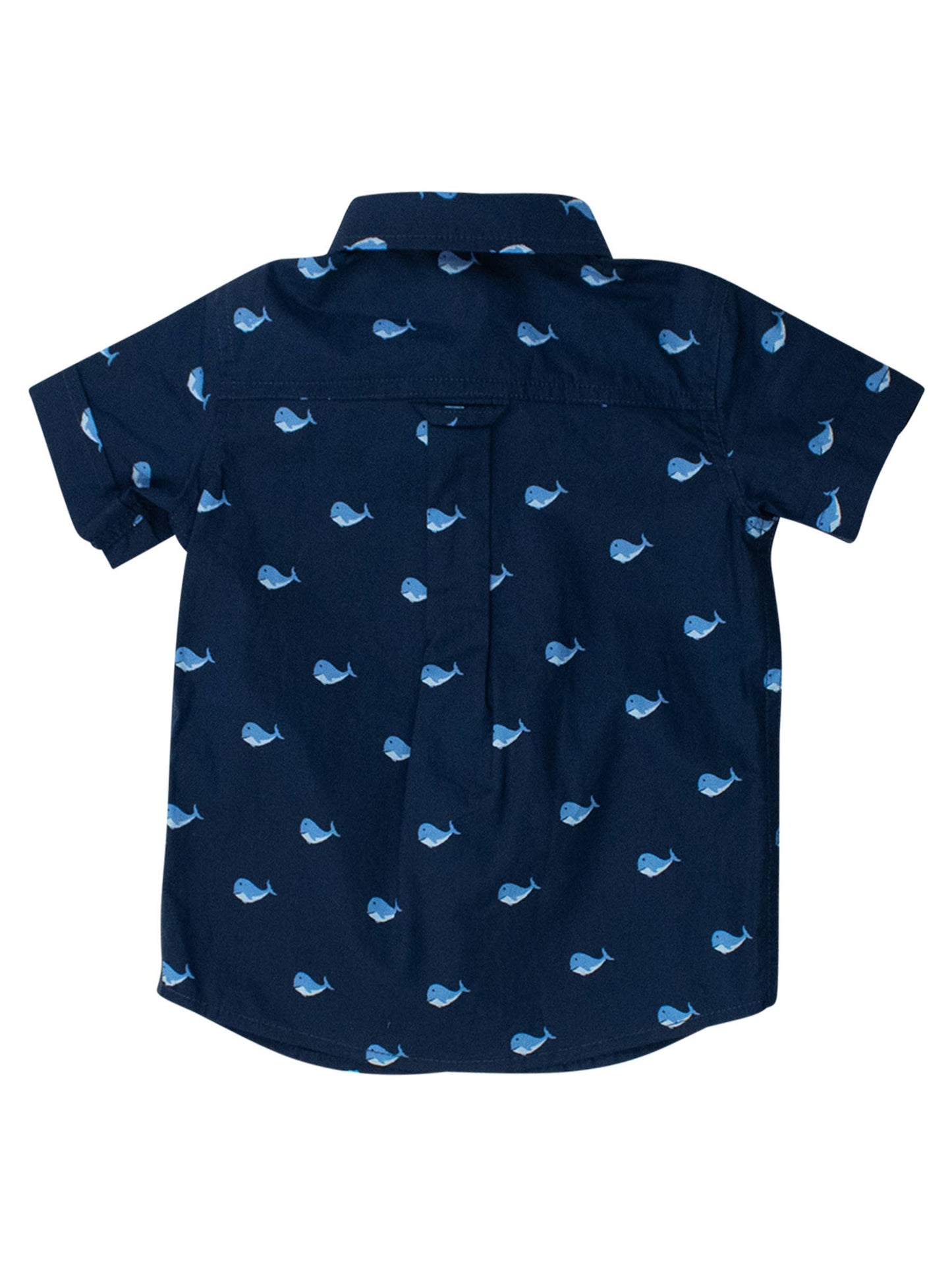 RuffleButts + RuggedButts - Boys Blue Whales Short Sleeve Button Down Shirt**runs small so size up!!!