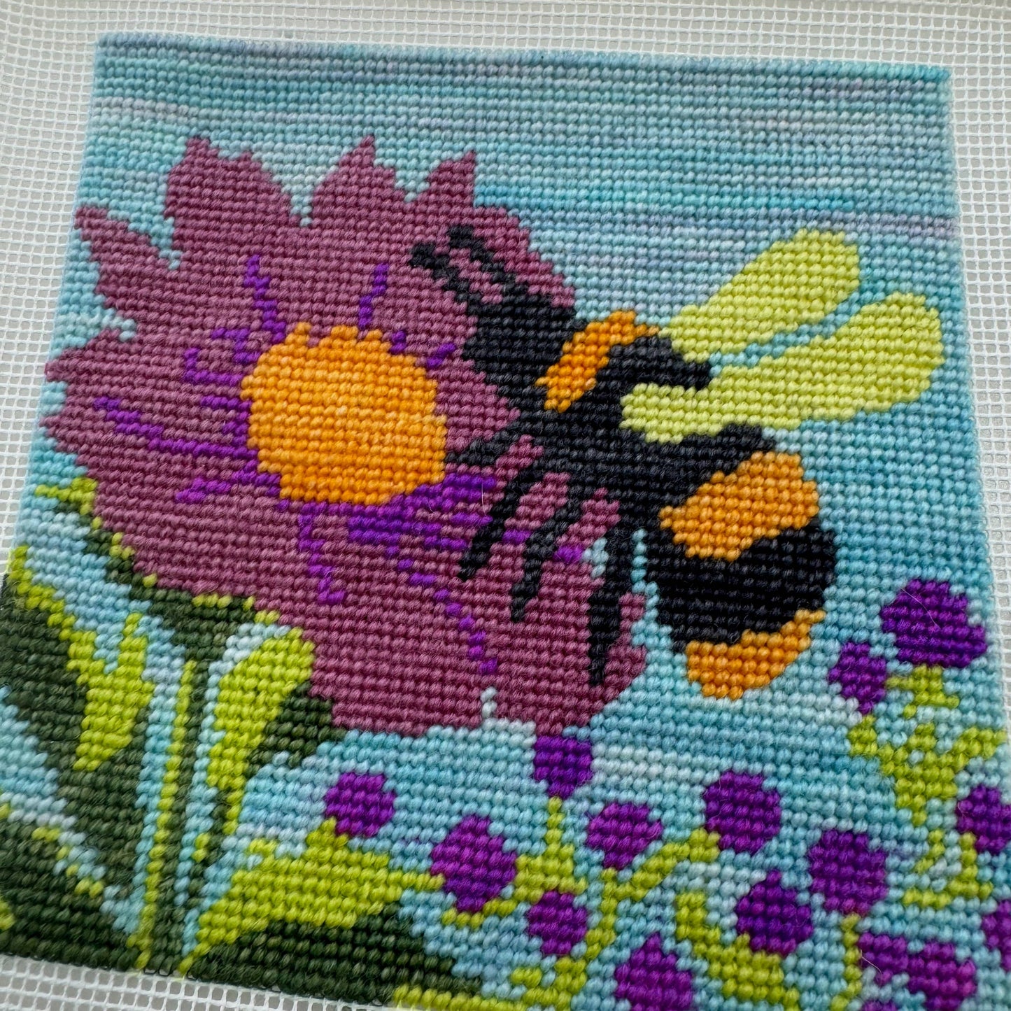 Storyteller Stitchery - Bee & Bloom — Modern Needlepoint Kit (Small Design)