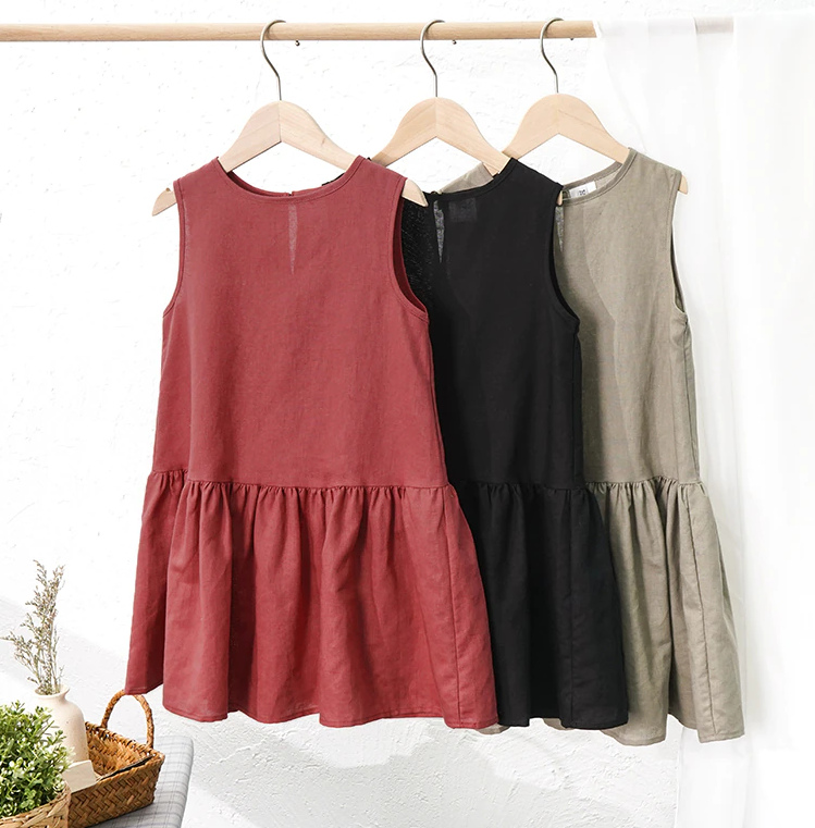Annie & Charles - Annie & Charles® organic linen dress: Burgundy