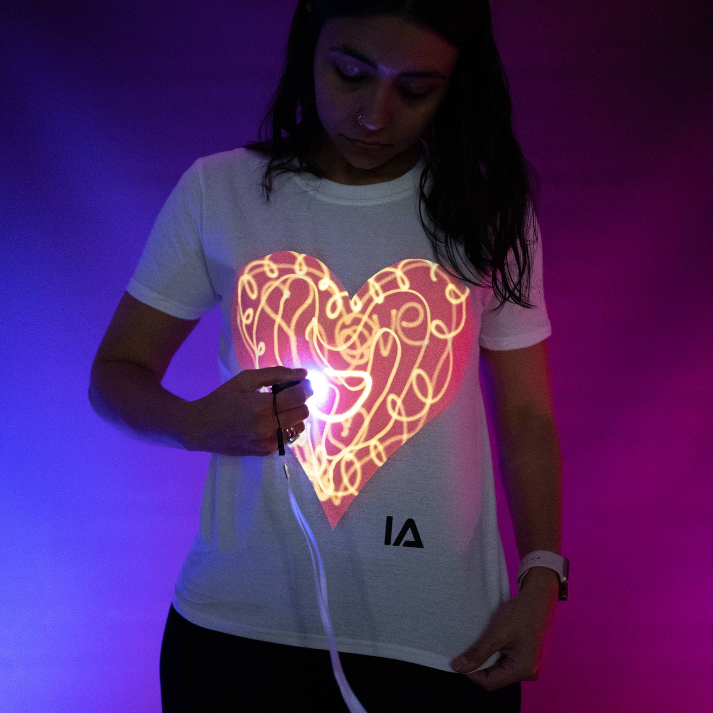 Illuminated Apparel - Kids Interactive Glow T-Shirts - Love Heart T-Shirt