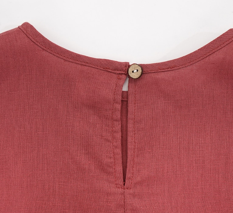 Annie & Charles - Annie & Charles® organic linen dress: Burgundy