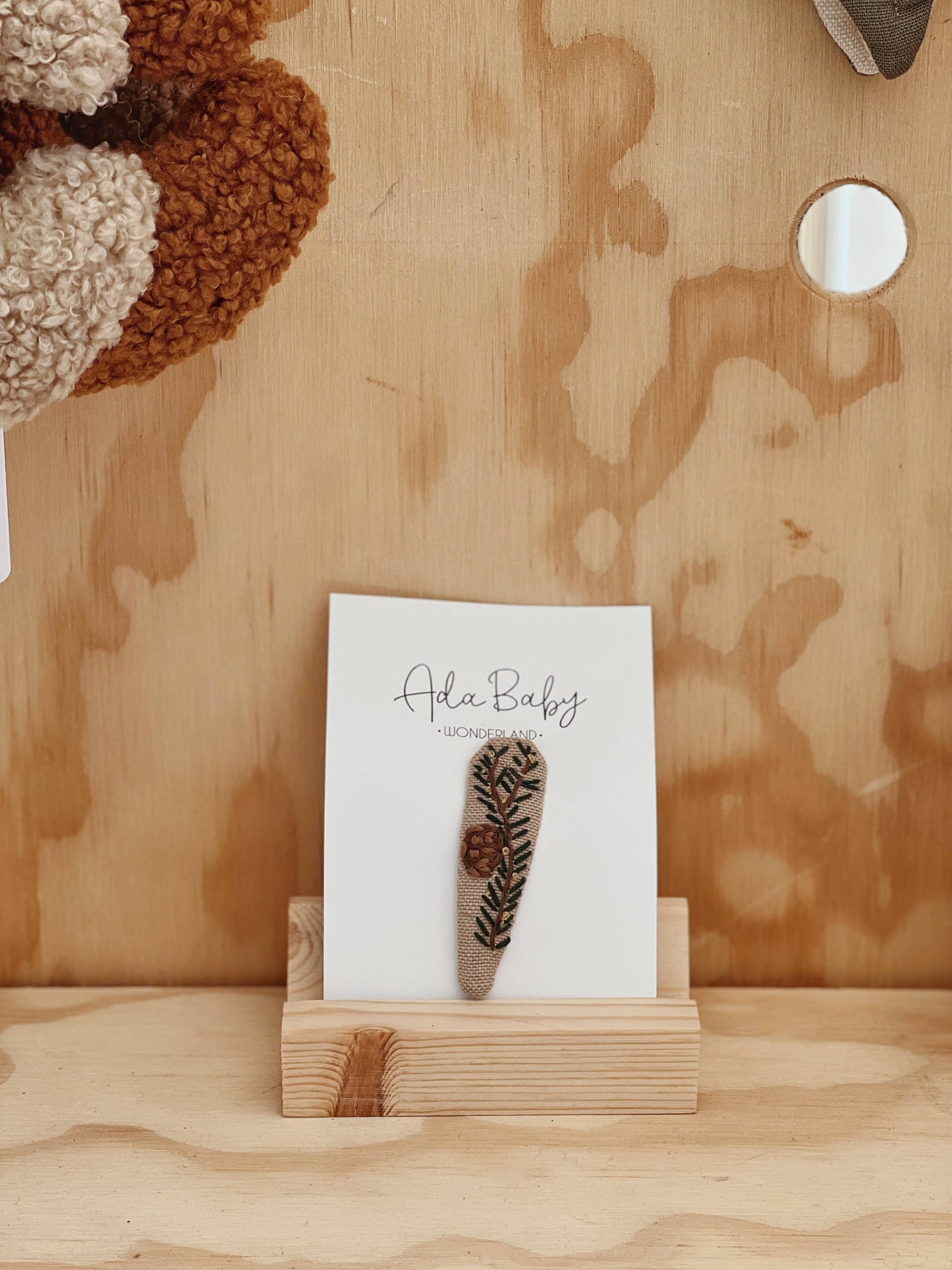 Embroidered Baby Hair Clips: Gnome