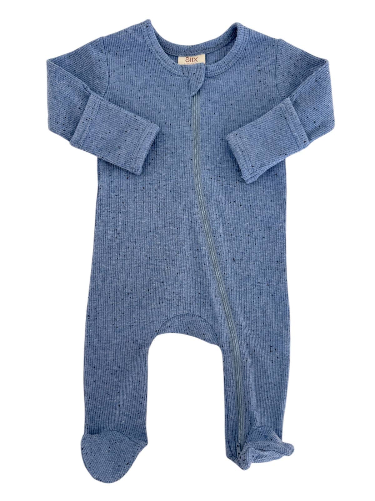 SIIX Collection - Blue Speckle / 2-Way Zip Footie