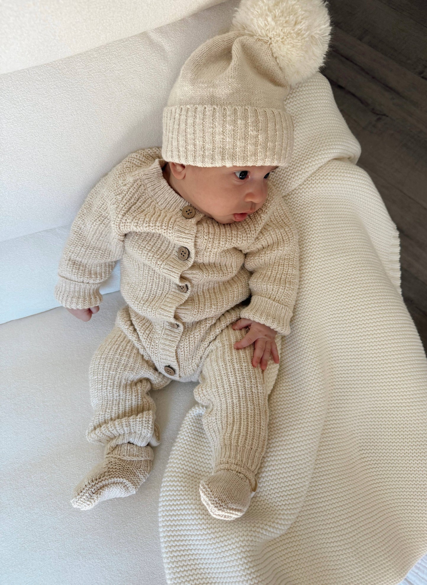 Luna + Luca - Luna + Luca Pom Beanie - French Cream