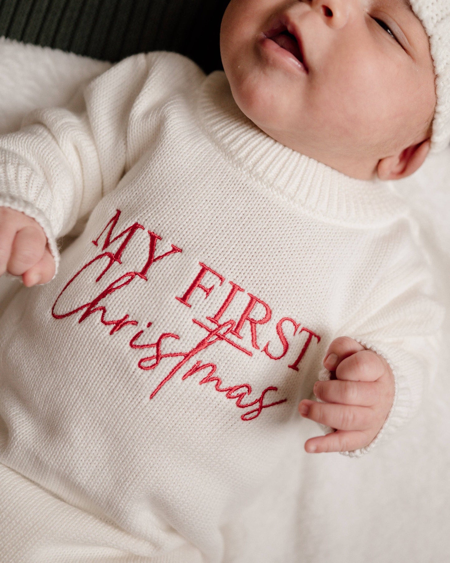 Pine Kids - My First Christmas Knit Romper - Cloud