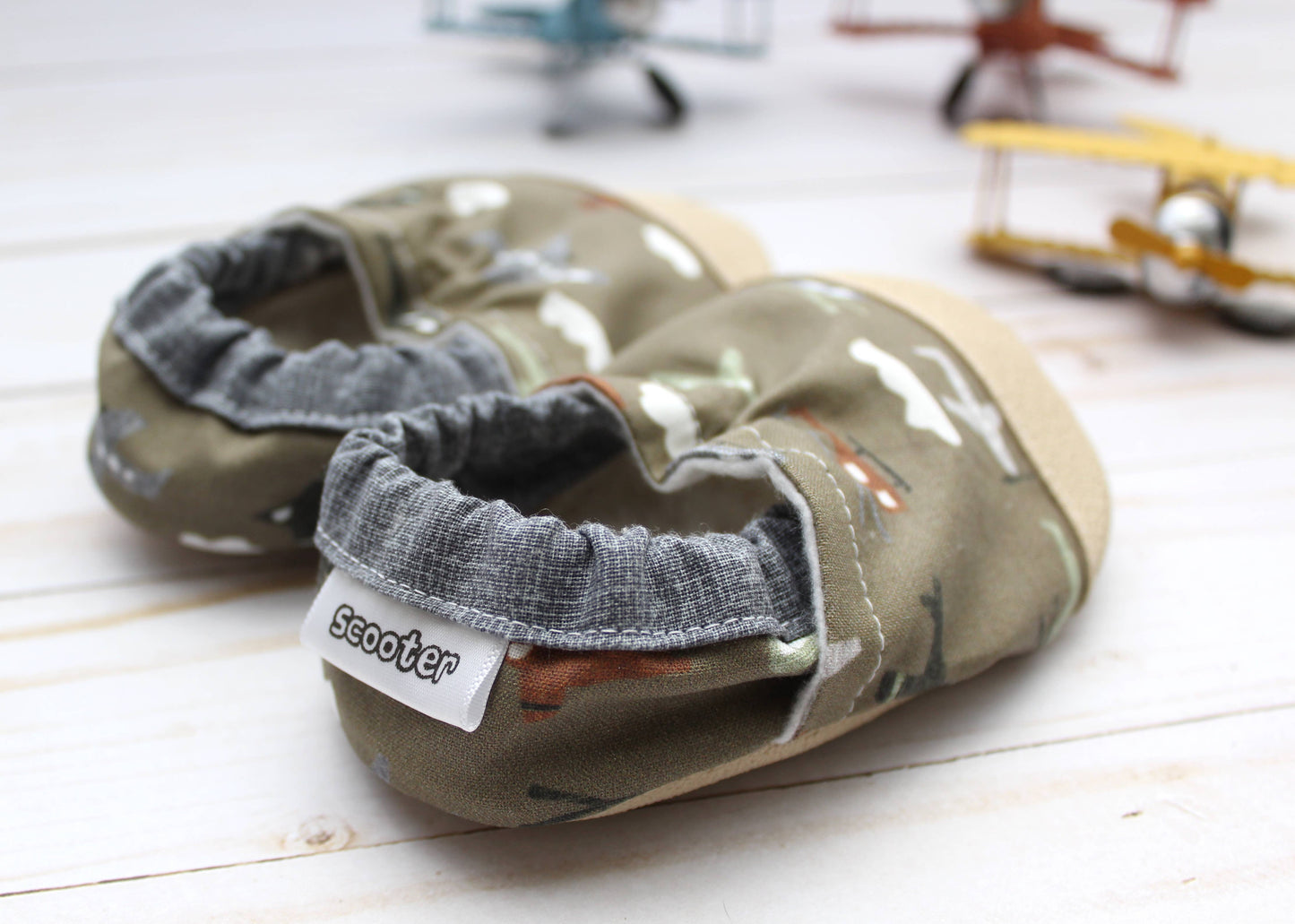Scooter Booties - Airplane Baby Shoes 6-12m