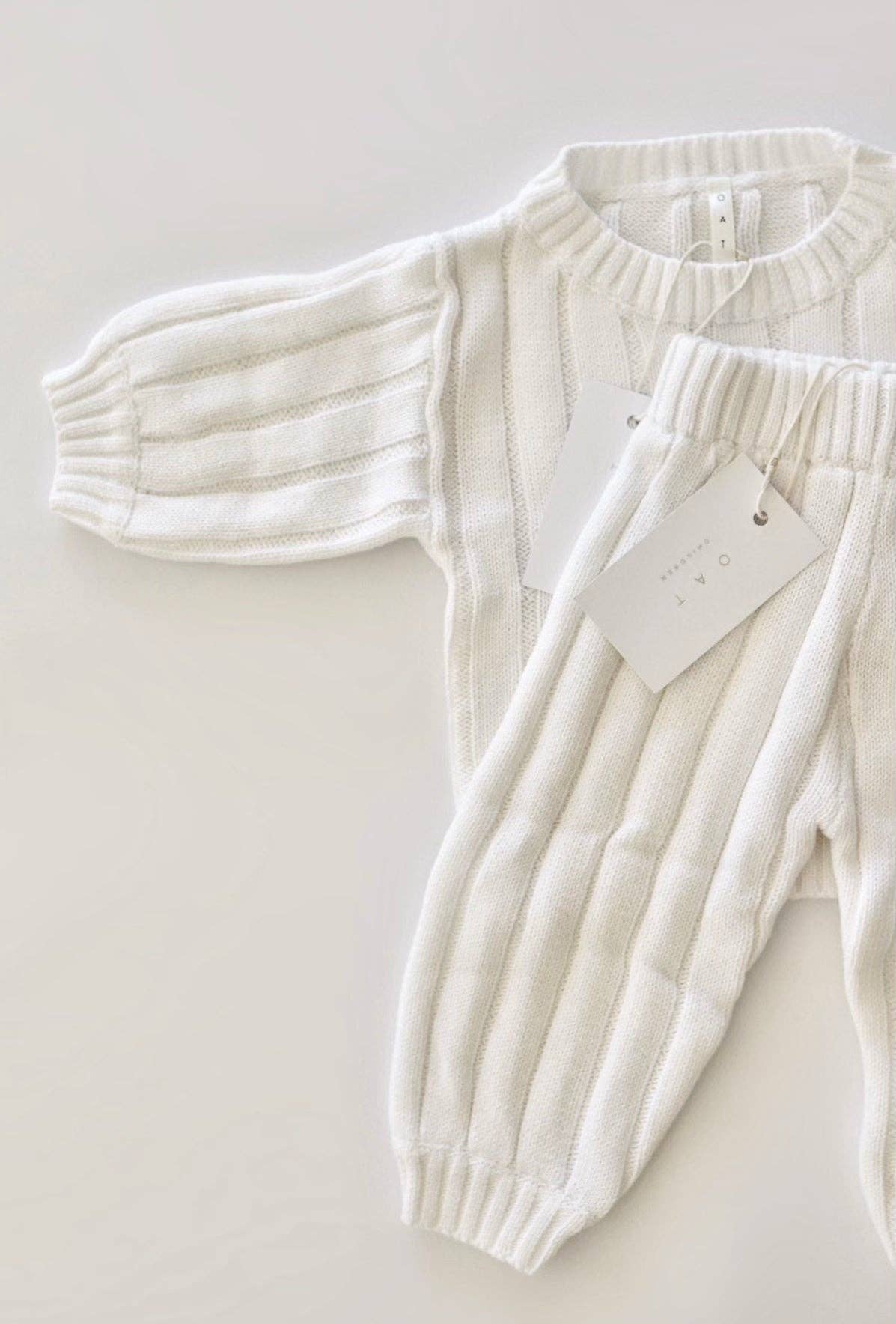 Oat Children - Children’s Wide Ribbed Knit Sweater ‘Dove’