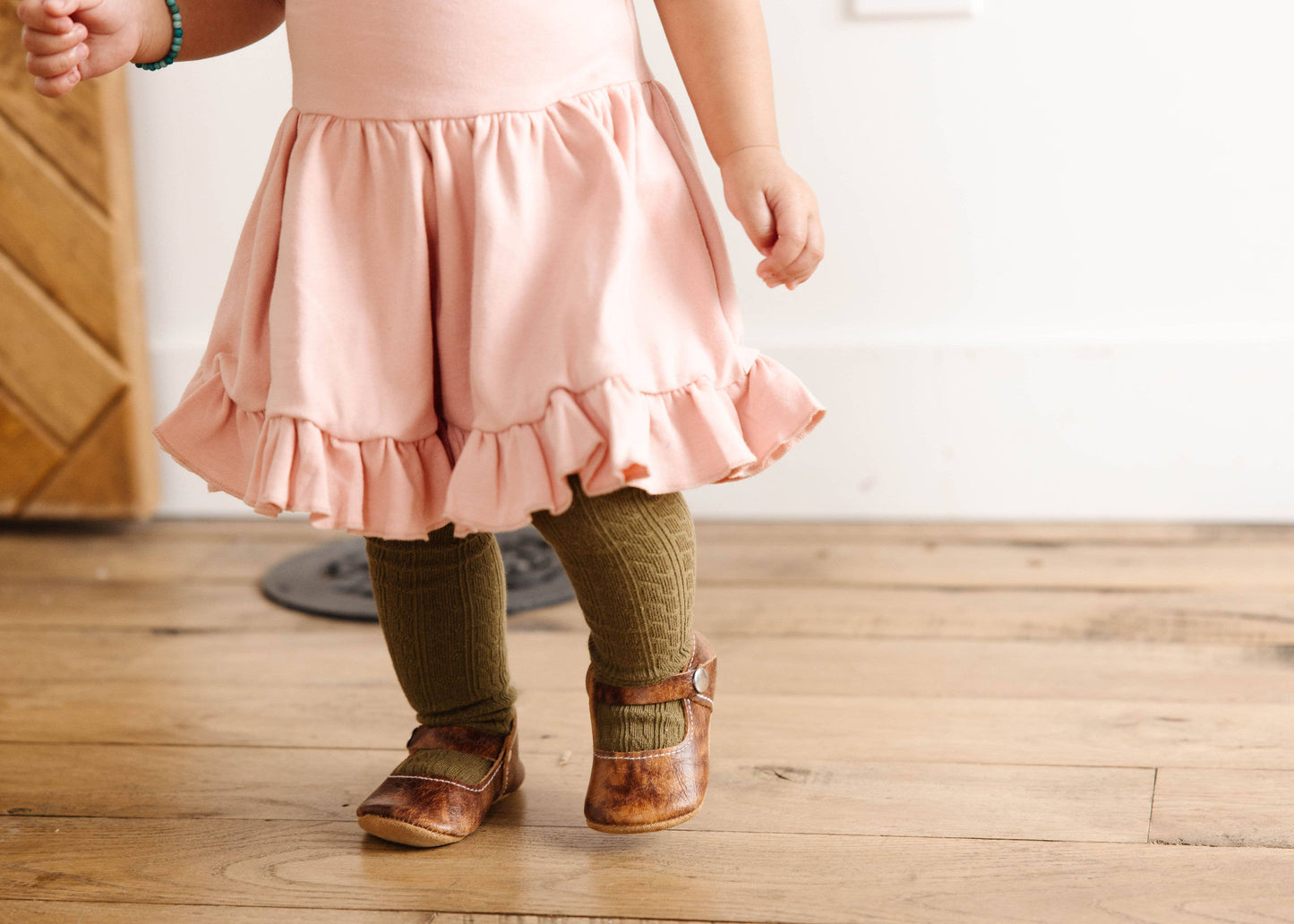 Little Stocking Co. - Olive Cable Knit Tights