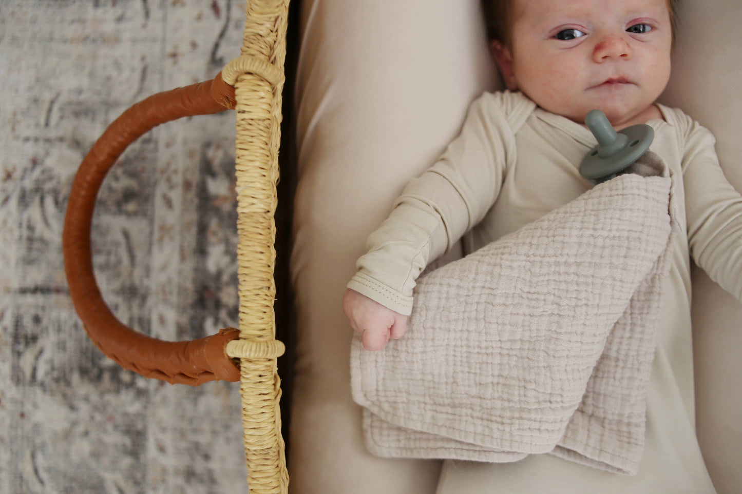 Marlowe & Co - Natural Sand Organic Cotton Muslin Lovey Blanket