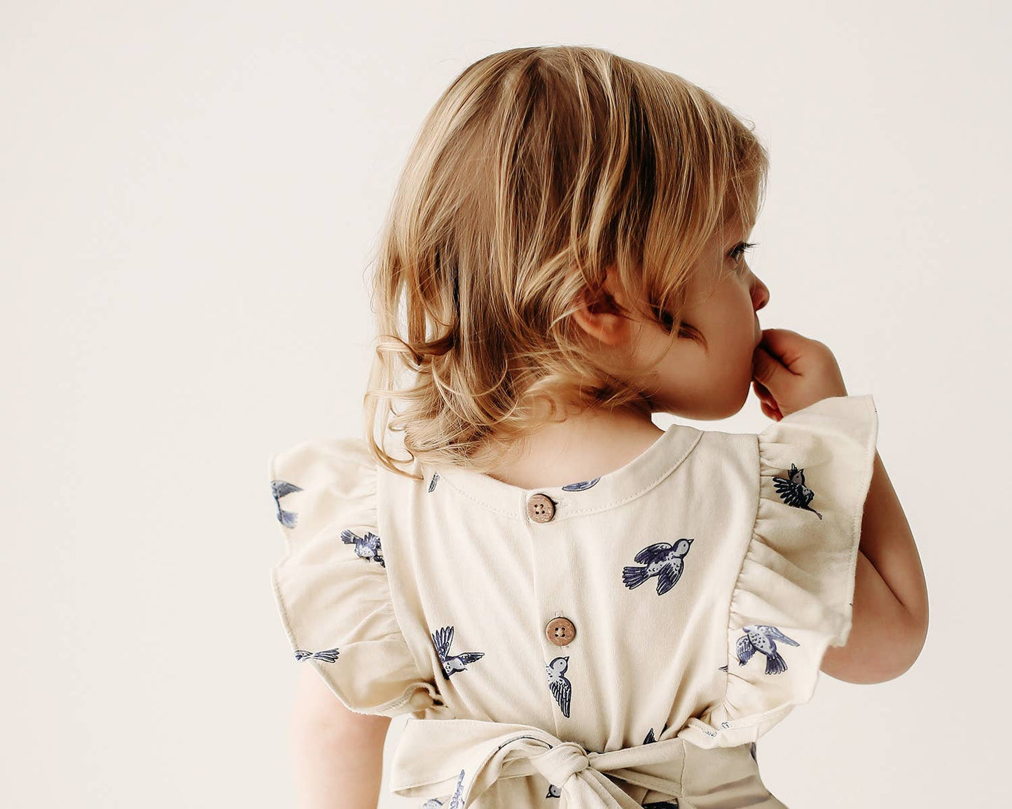 City Mouse Studio - Flutter Long Romper- Bluebirds