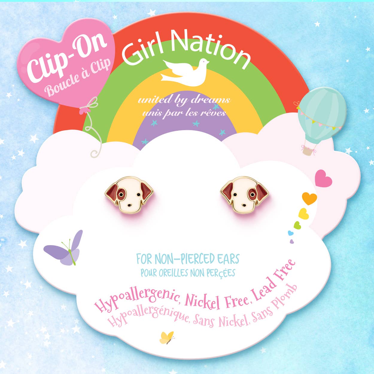 Girl Nation - CLIP ON Cutie Earrings | Perky Puppy
