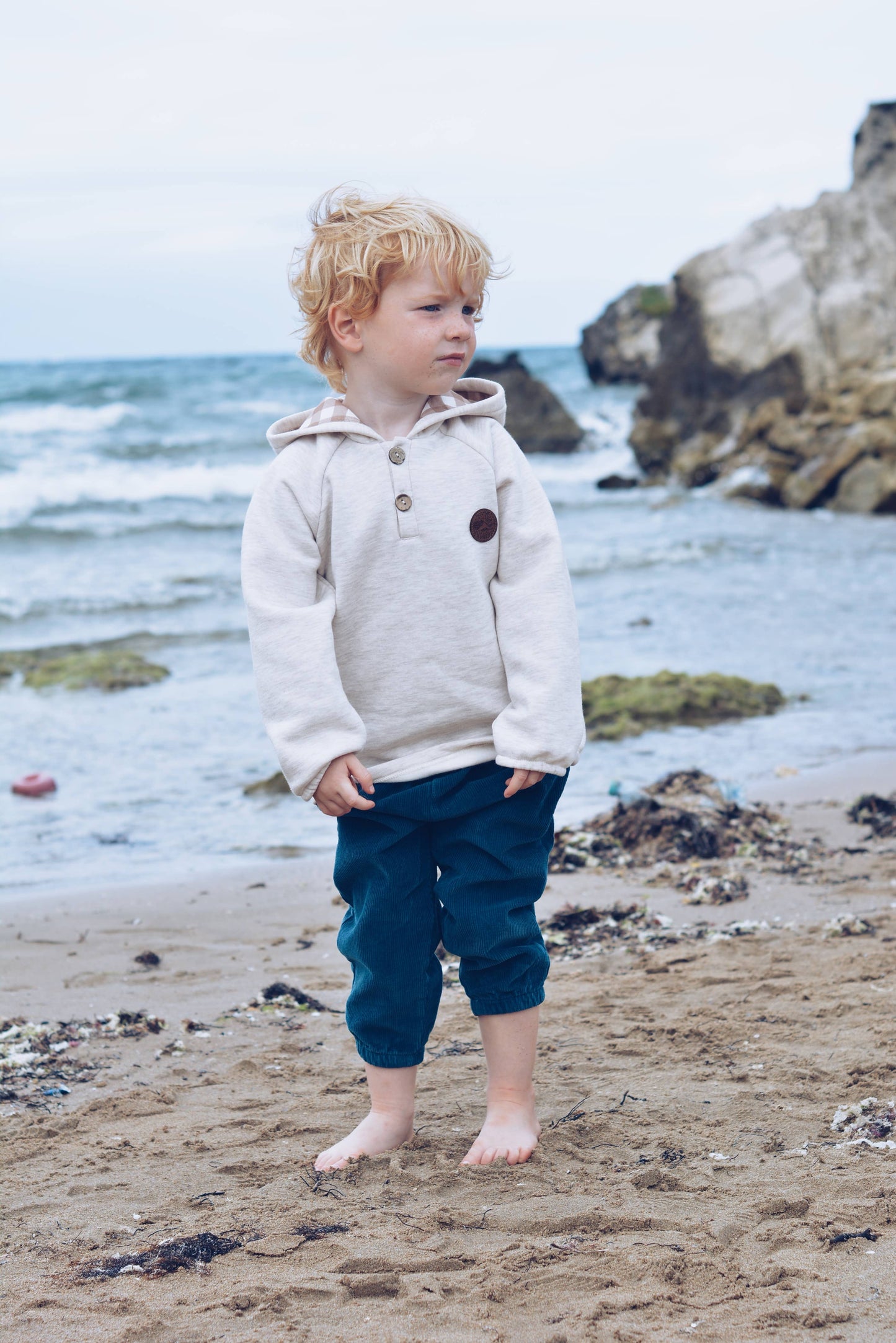 Eli & Nev - Baby / Kids Raglan Sleeve Beige Hoodie Printed Hood OEKO-TEX