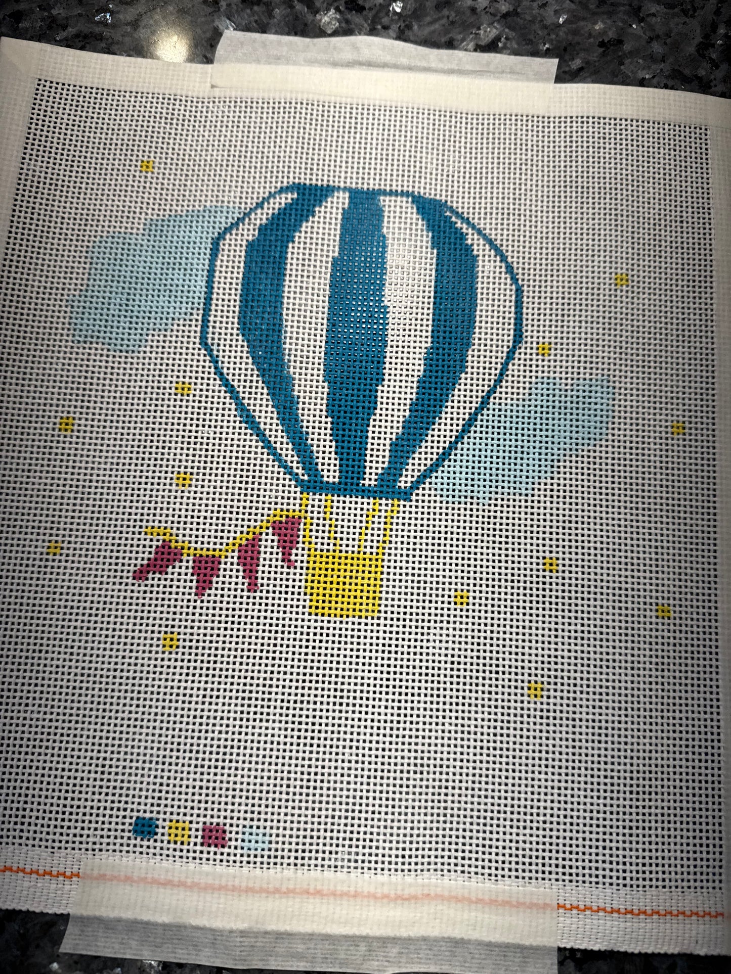 Marie Claire Custom Hand-Painted Needlepoint Canvas Kit - Hot Air Balloon