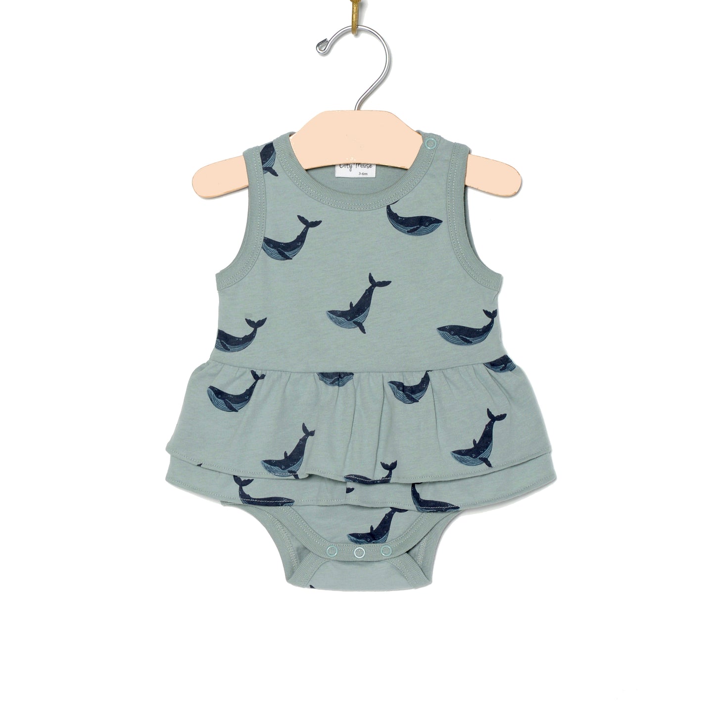 City Mouse Studio- Skirted Bodysuit Combed Jersey- Blue Whale