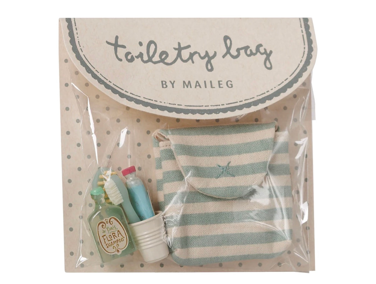 Maileg - Toothbrush Set in Bag, Mouse - Blue Stripe