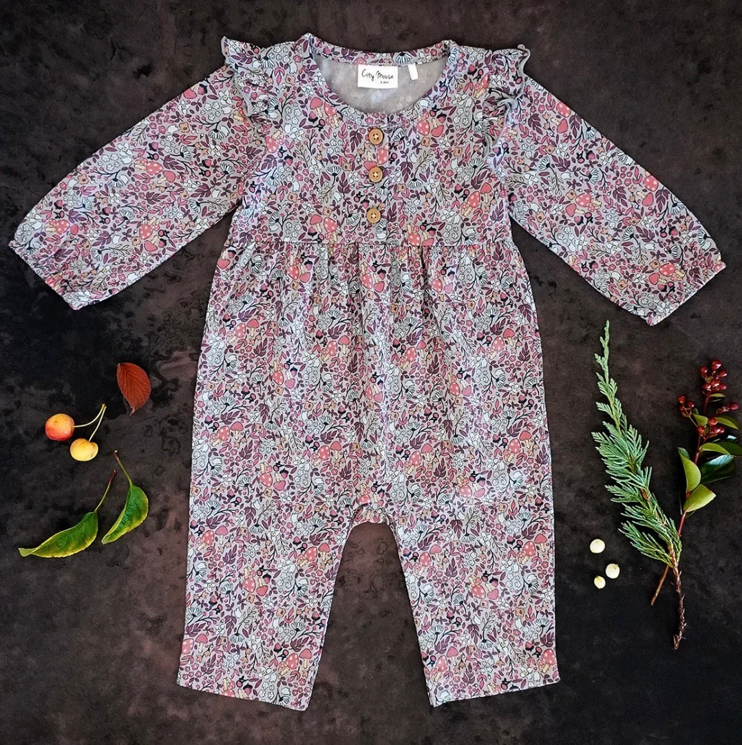 City Mouse Studio - Flutter Sleeve Romper - Fall Forest