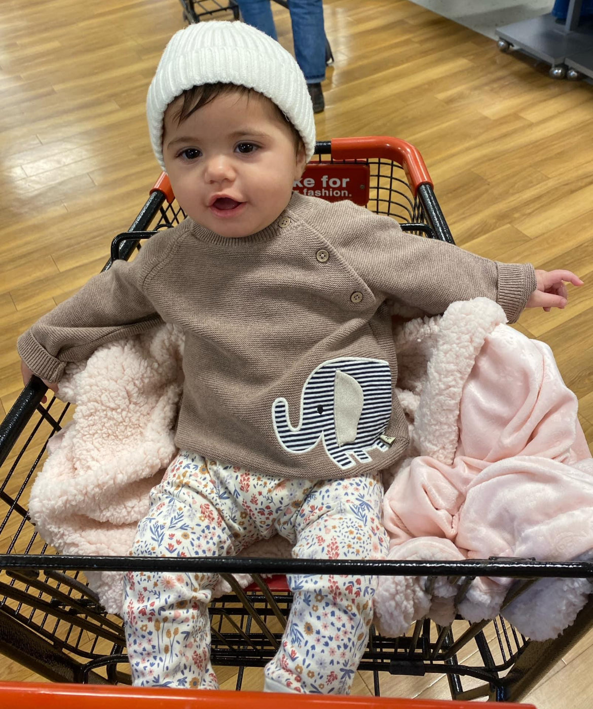 Elephant Embroidered Baby Knit Pullover Organic