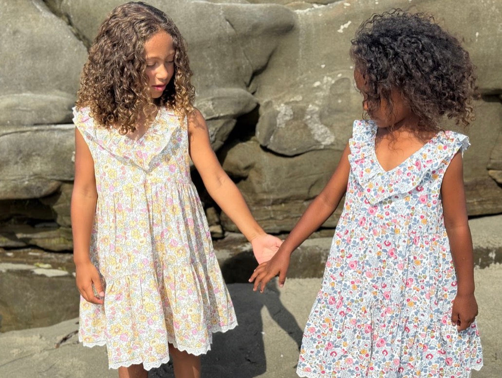 Vignette - Willa Dress - Blue Retro Floral