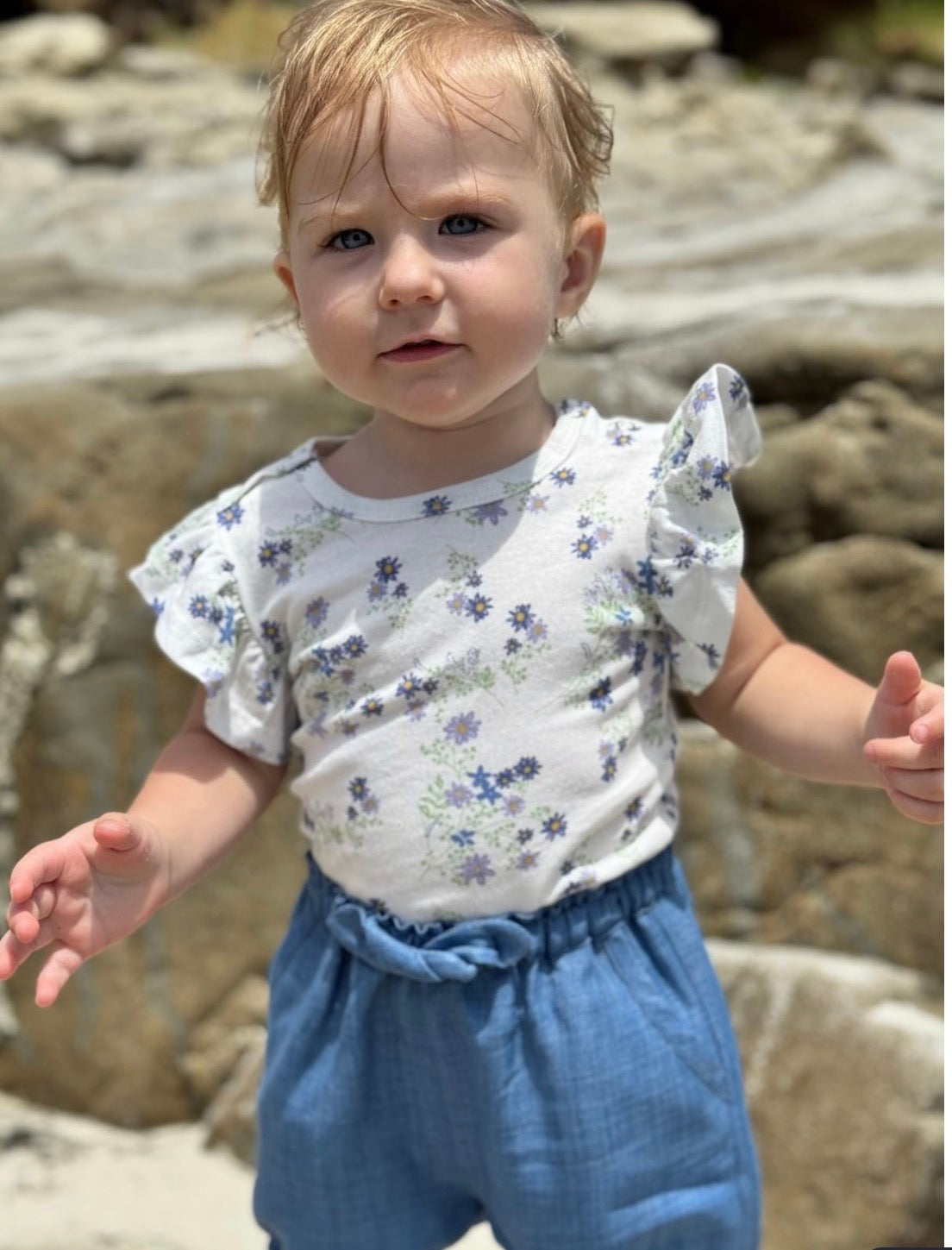 Vignette - Lavender Wren Flutter Sleeve Onesie