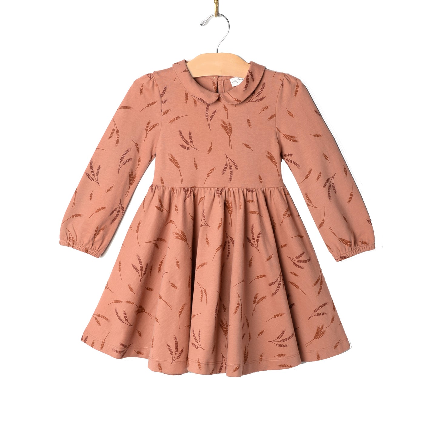 City Mouse Studio- Collar Twirl Dress/Combed Cotton- Wheat