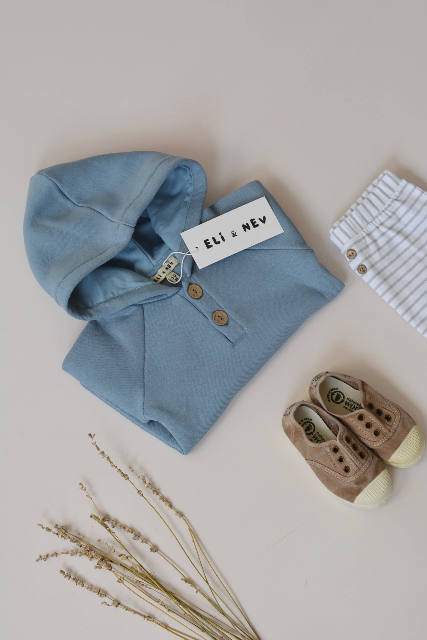 Eli & Nev - Baby / Kids Raglan Sleeve Blue Hoodie OEKO-TEX