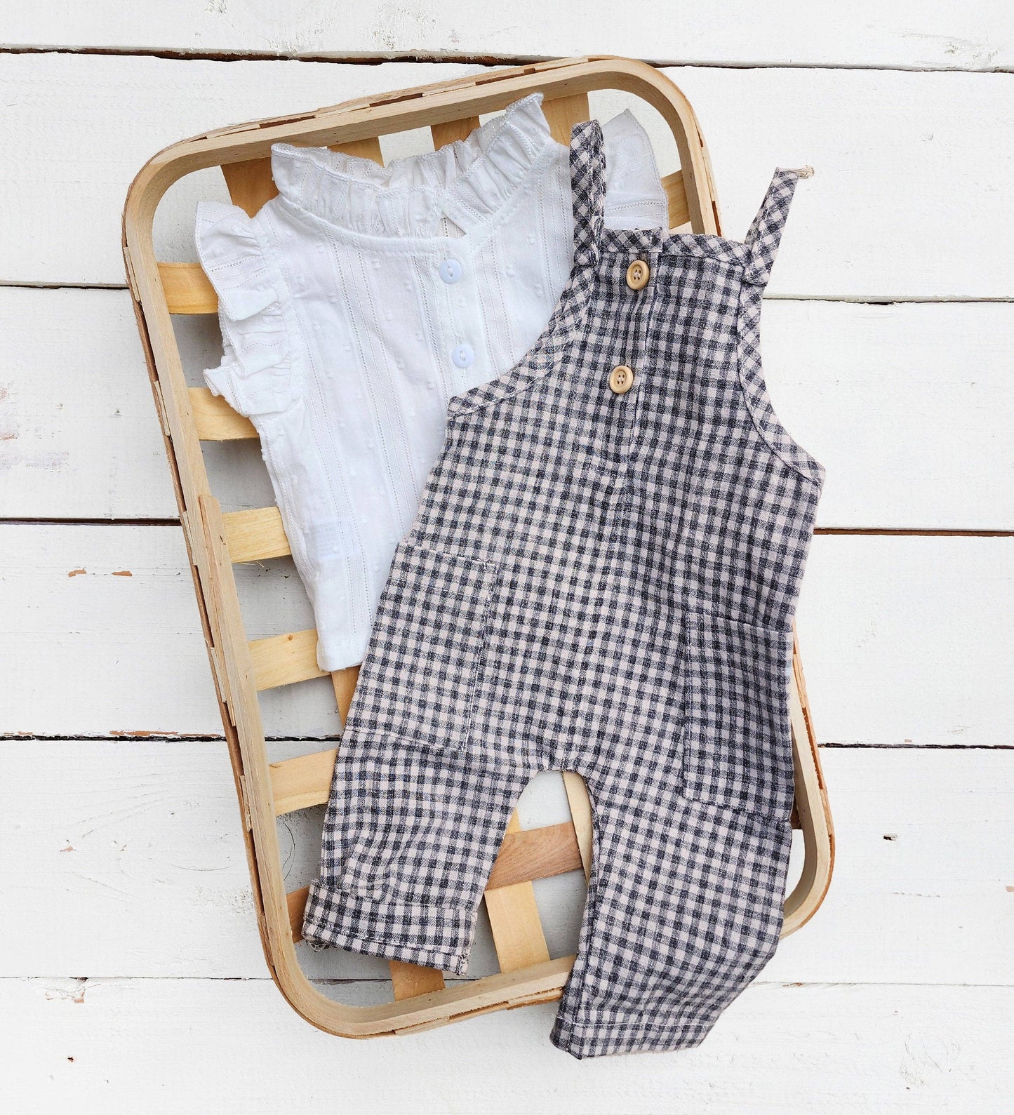 OLIVE & CRADLE - Atticus Gingham Cotton Romper