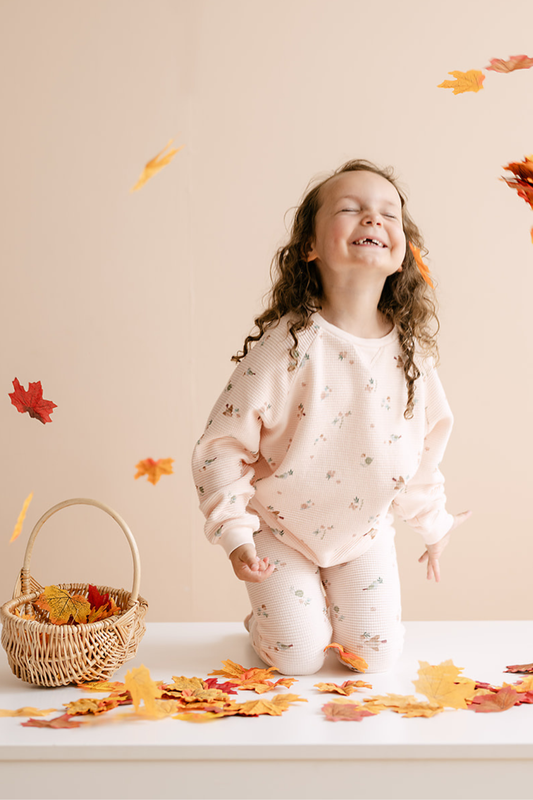 Dear Hayden - Organic Cotton Waffle Long Sleeve Tee in Birds