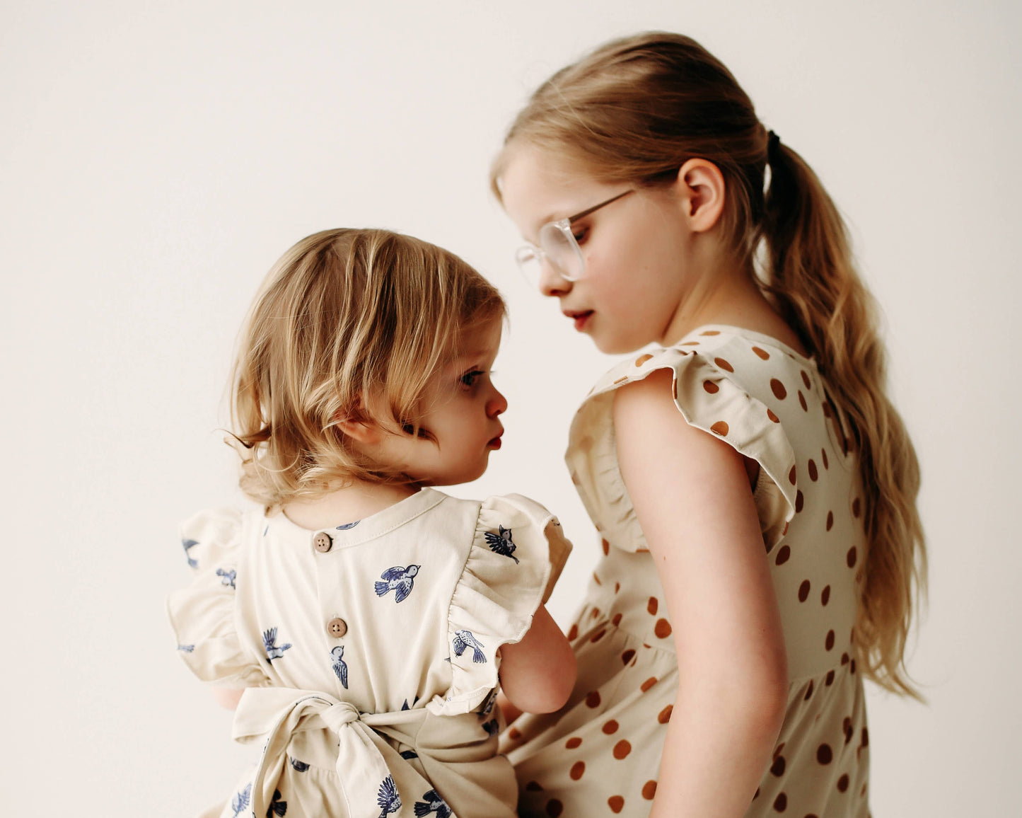 City Mouse Studio - Flutter Long Romper- Bluebirds