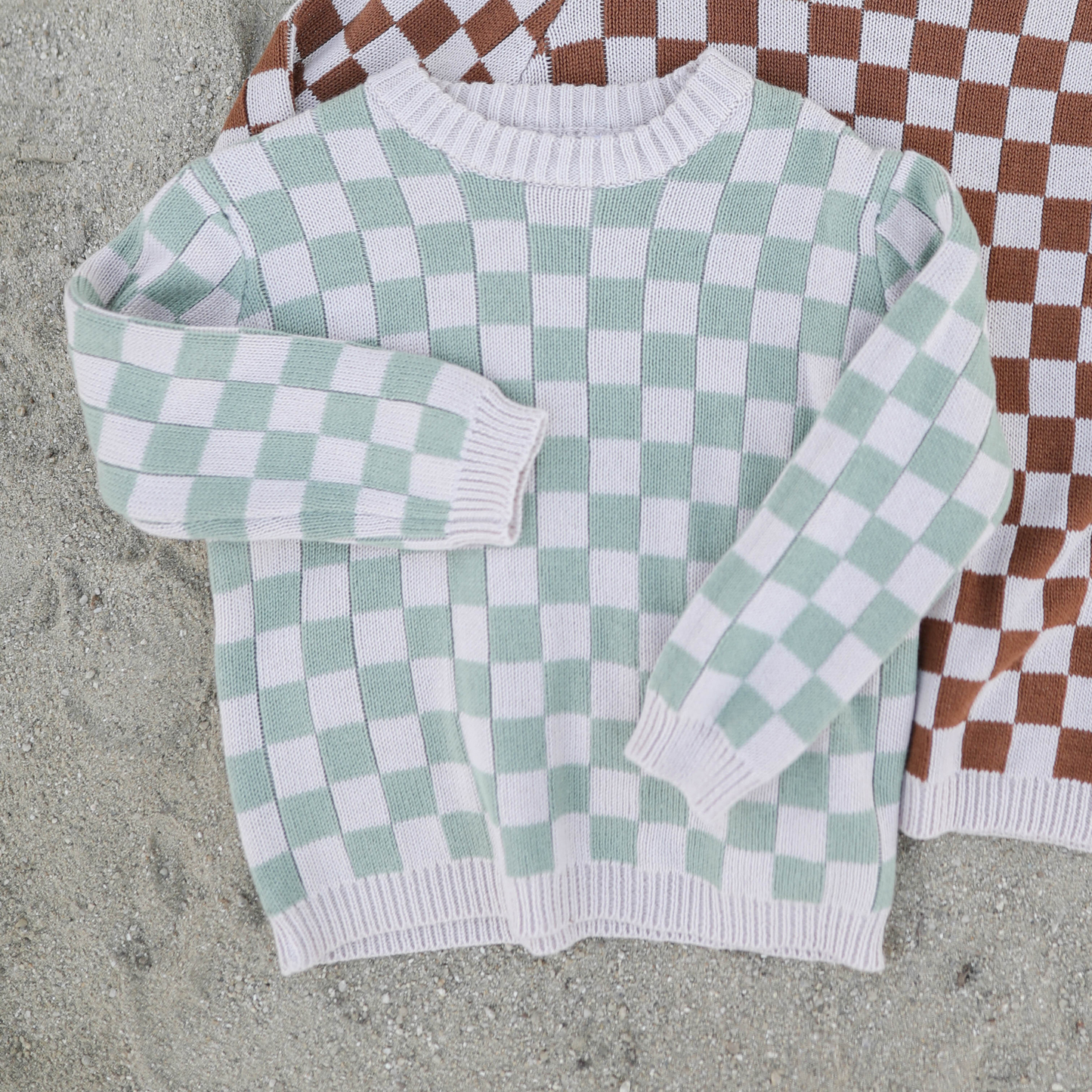 Rivi & Kin - Checkered Knit Sweater - Sage
