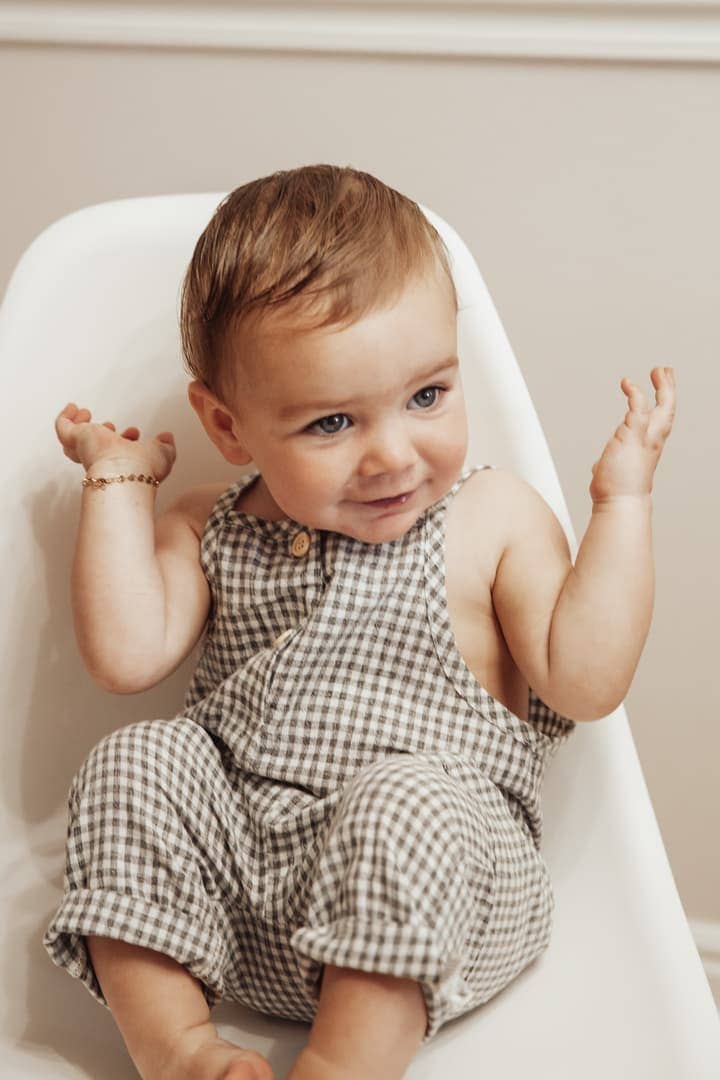 OLIVE & CRADLE - Atticus Gingham Cotton Romper