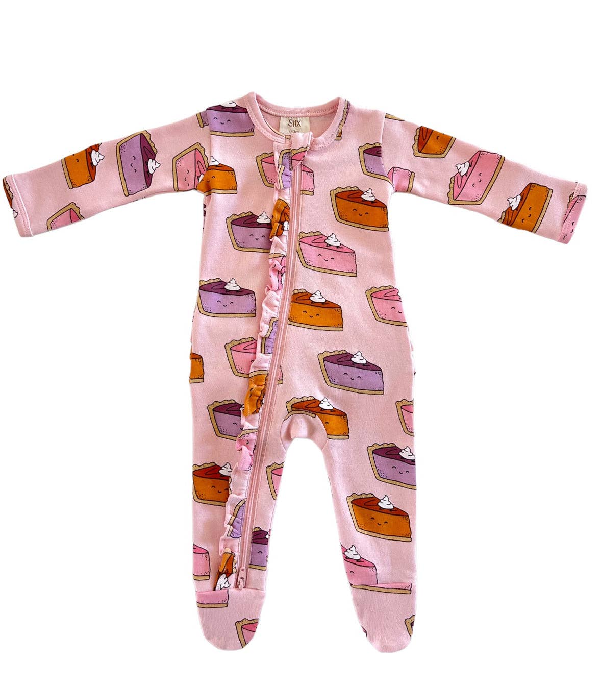 SIIX Collection - Pumpkin Pie / Organic Frill Zip Footie
