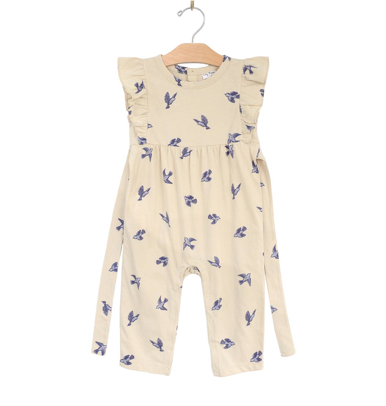 City Mouse Studio - Flutter Long Romper- Bluebirds