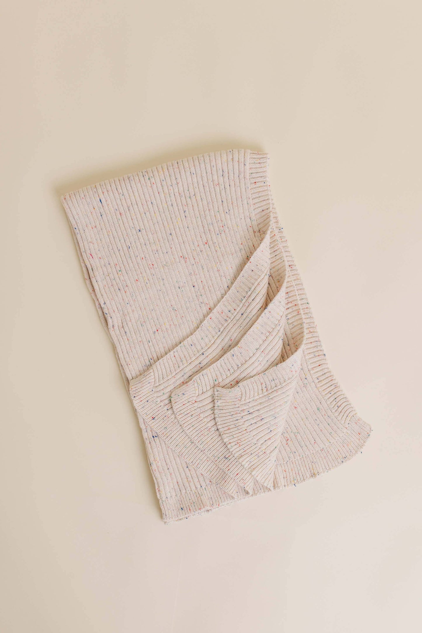 Dandillie - Sprinkle Knit Ribbed Blanket - Oat