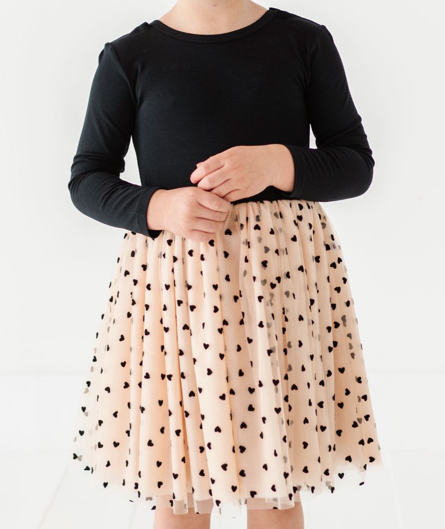 Bird & Bean® - Kids Velvet Heart Dress - Girls Tulle Holiday Dress - Margot