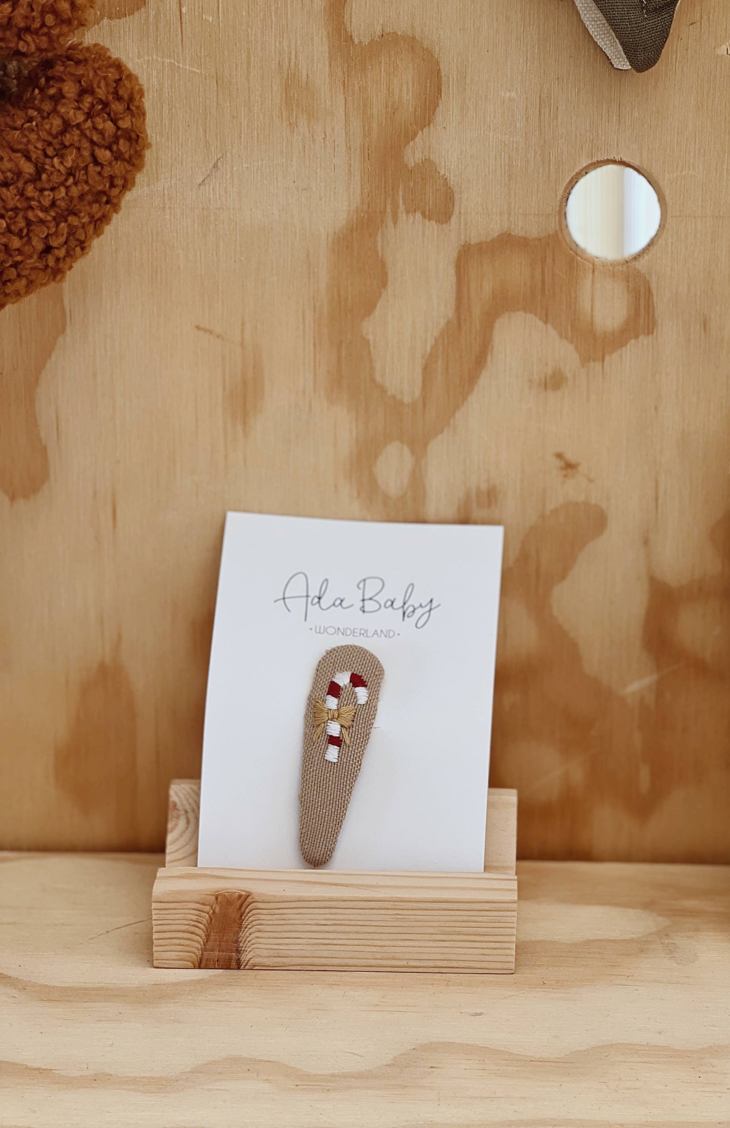 Embroidered Baby Hair Clips: Gingerbread Man