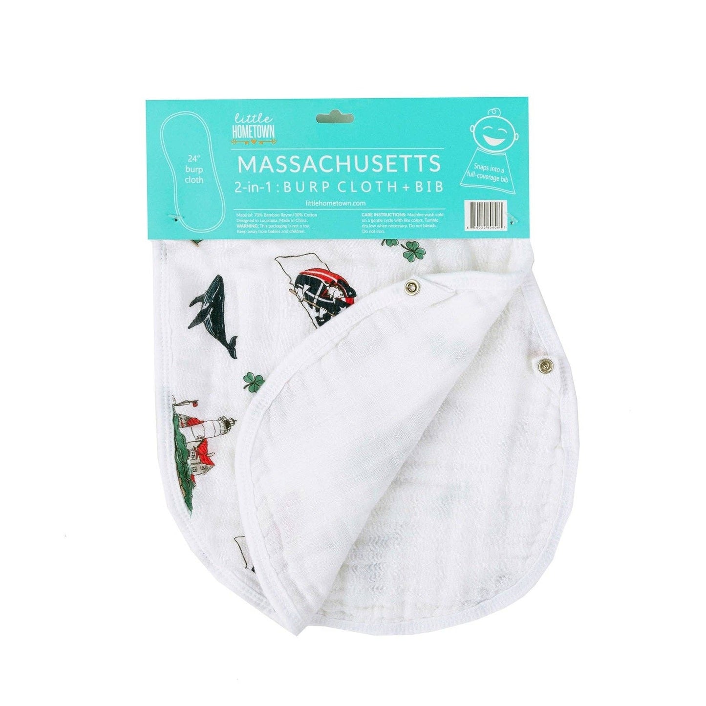 Little Hometown - Baby Burp Cloth & Bib Combo: Massachusetts Baby