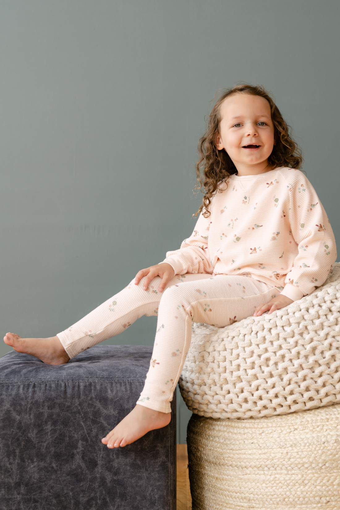 Dear Hayden - Organic Cotton Waffle Long Sleeve Tee in Birds