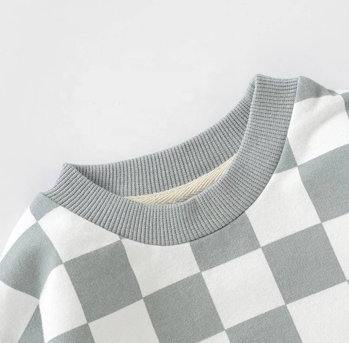 Boho + Babe - Checkerboard Bubble Sweater Romper - French Terry