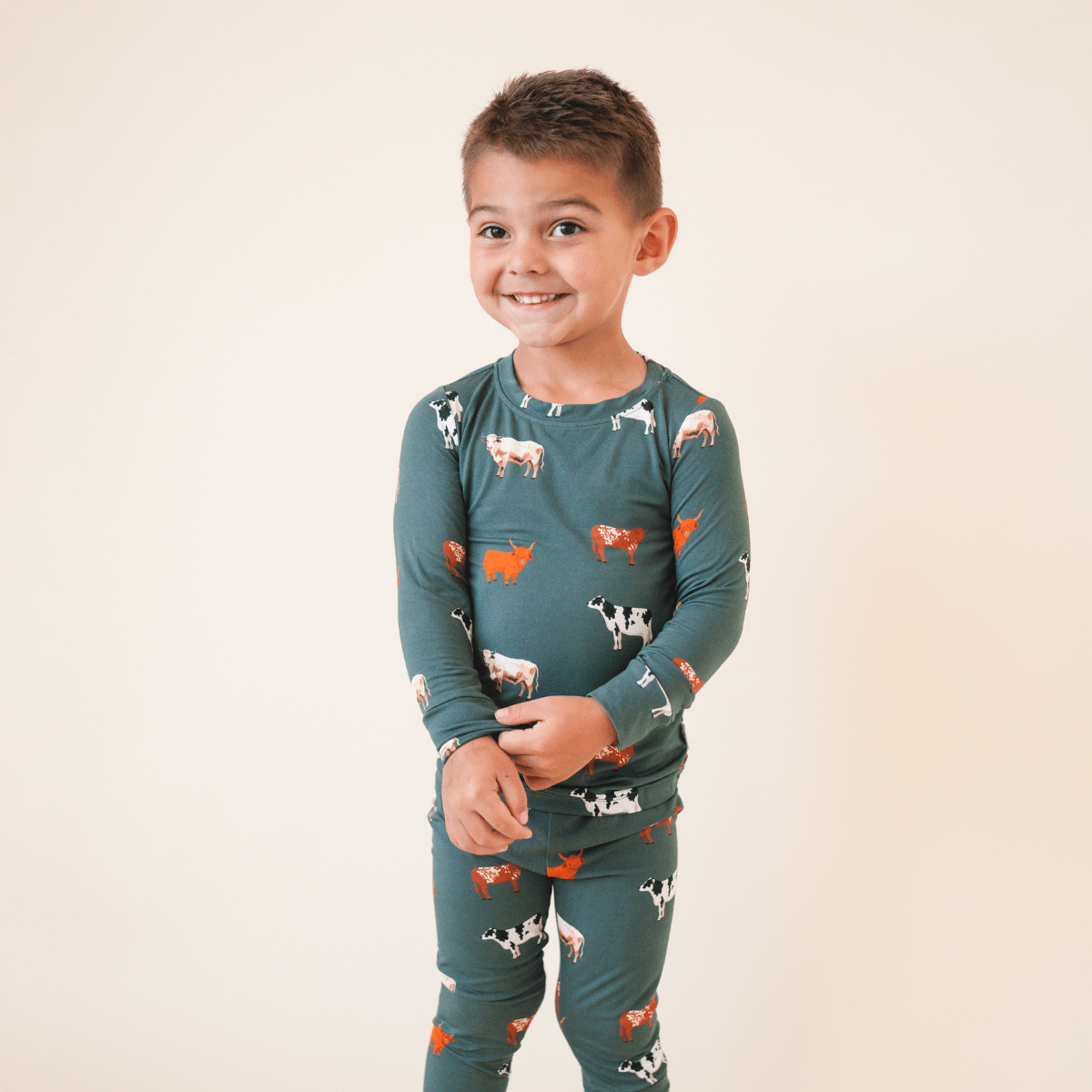 bug + bean kids - Bamboo 2 - Piece Toddler Pajama Set | Green Cow - Citrus Sky Boutique