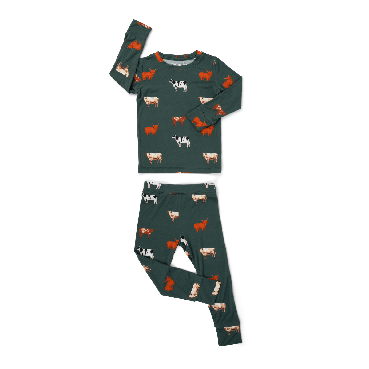 bug + bean kids - Bamboo 2 - Piece Toddler Pajama Set | Green Cow - Citrus Sky Boutique