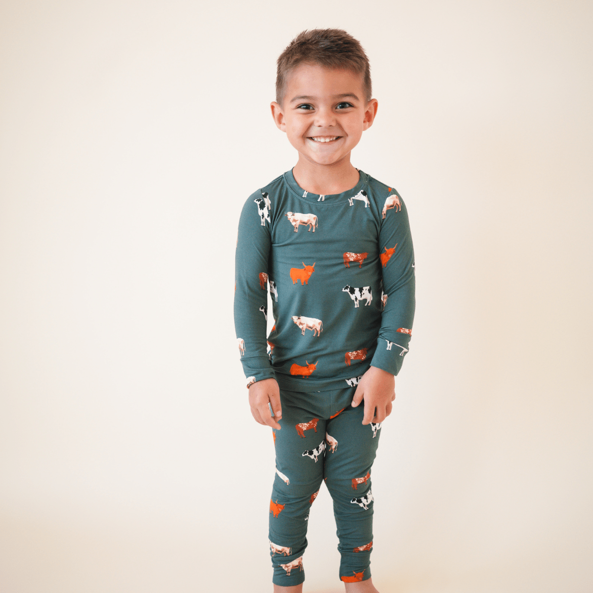 bug + bean kids - Bamboo 2 - Piece Toddler Pajama Set | Green Cow - Citrus Sky Boutique